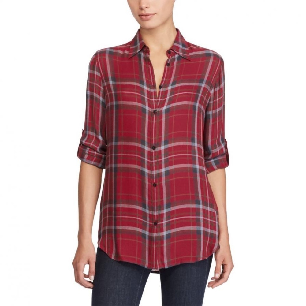 Lauren Ralph Lauren Red Olive Plaid Button Front Long Sleeve Shirt Size XS